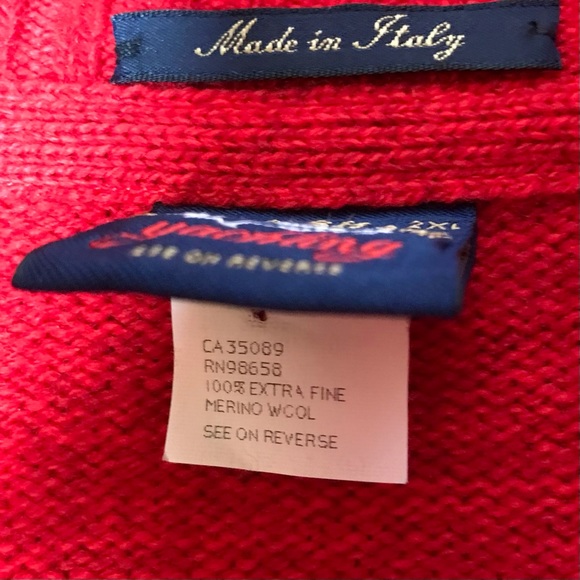 Paul & Shark 1/2 Zip Sweater Pullover Argyle Wool Red Diamond Knit Men's 2XL - Picture 12 of 12